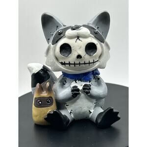 EUC Furrybones Figurine “Bandit” Skeleton in Raccoon Costume with Baby Raccoon